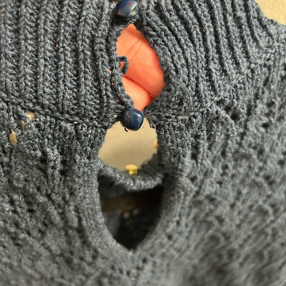 Sezane Dark Blue Sweater with Bright Accents - Picture 8 of 8
